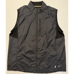Smartwool Mens Size 2XL Black Sleeveless Full Zip Ultra Light Merino Vest (L8)